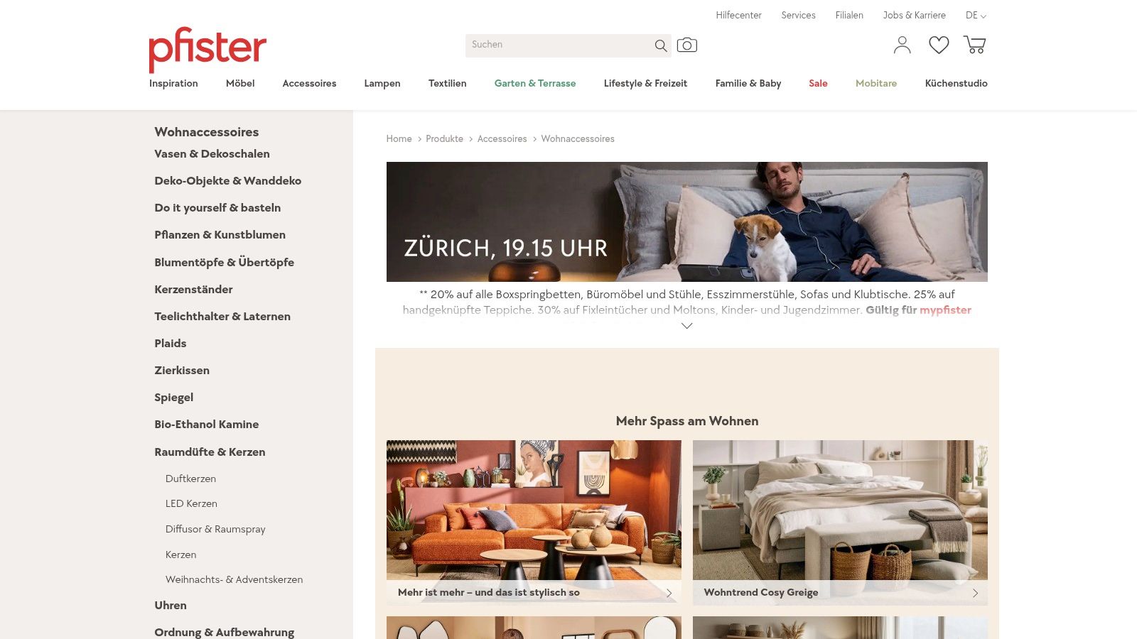 Möbel Pfister – Wohnaccessoires & Deko