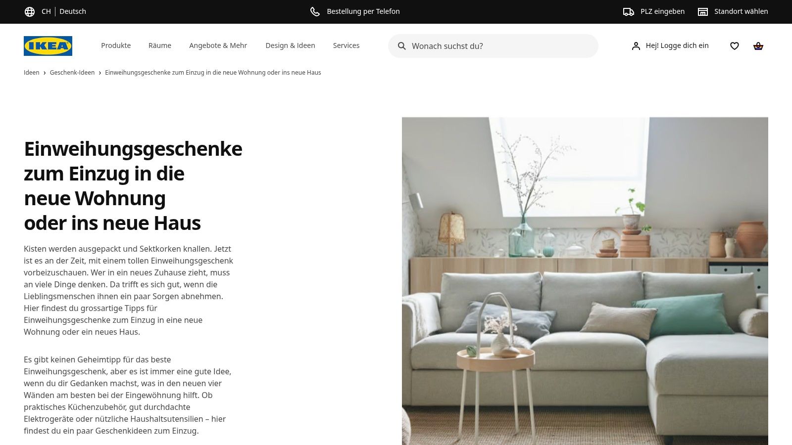 Geschenkidee.ch – Kategorie „Geschenke zum Einzug“